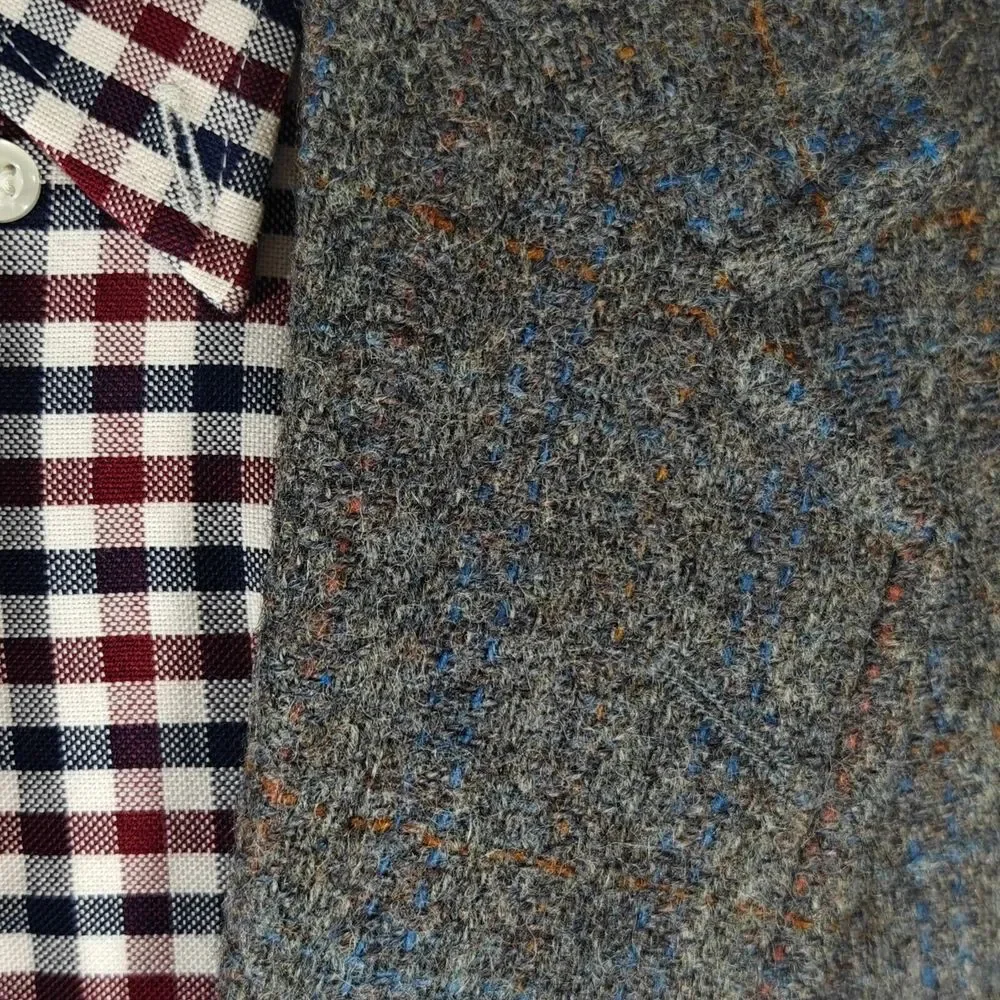 Vtg Hardwick‎ Men's Tweed Sport Coat Blazer Two Button Blue Plaid Wool about 45R